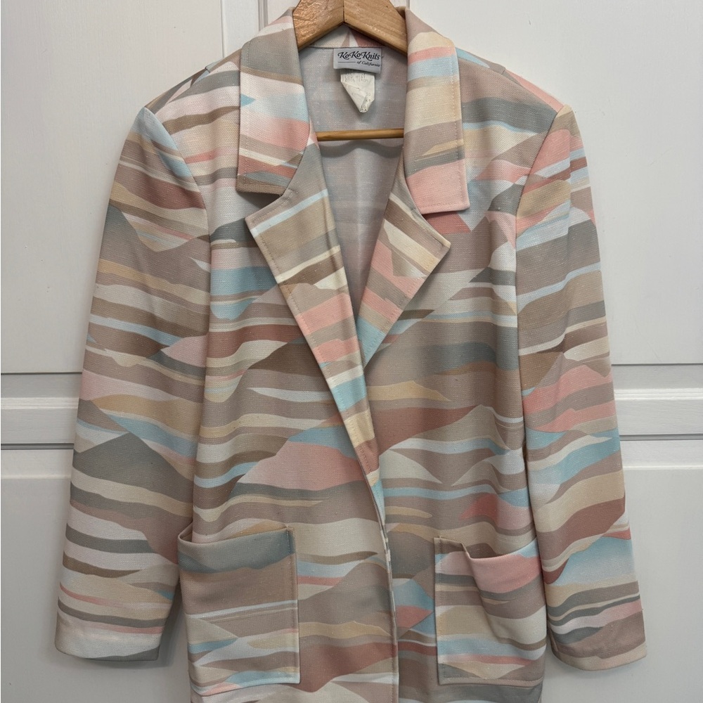 Vintage Women's Blazer Retro 80s Pastel. Size 10.
